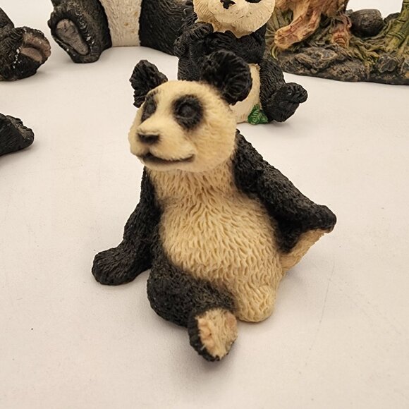 Adorable Assorted Panda Figurines Set 6 Pieces Hand-Painted Resin Collectibles - Picture 9 of 12